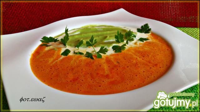 Zupa krem paprykowy z brokułowym puree