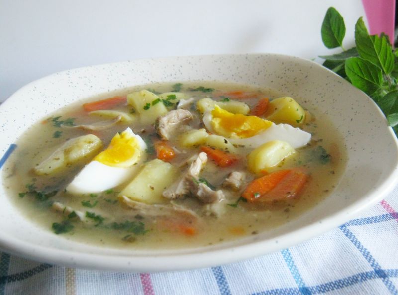 Zupa na mięsie z ziemniakami i jajkiem Zupa na mięsie z ziemniakami i jajkiem