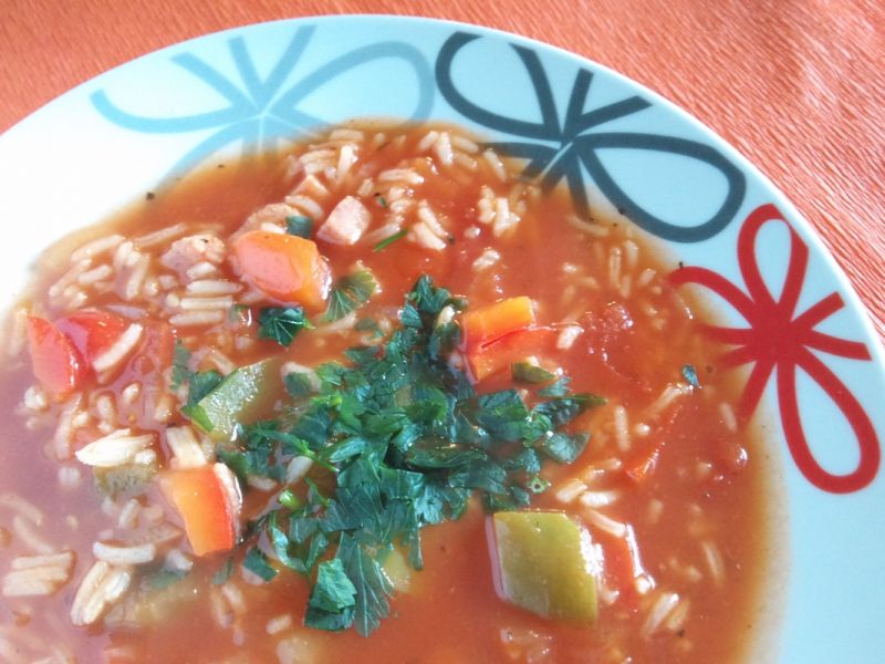 Zupa paprykowa z ryżem