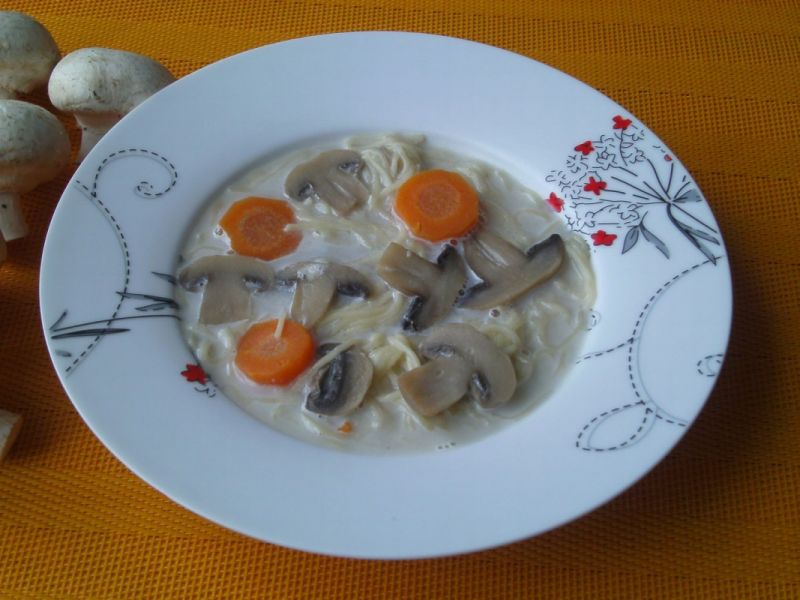 Zupa pieczarkowa z domowym makaronem 