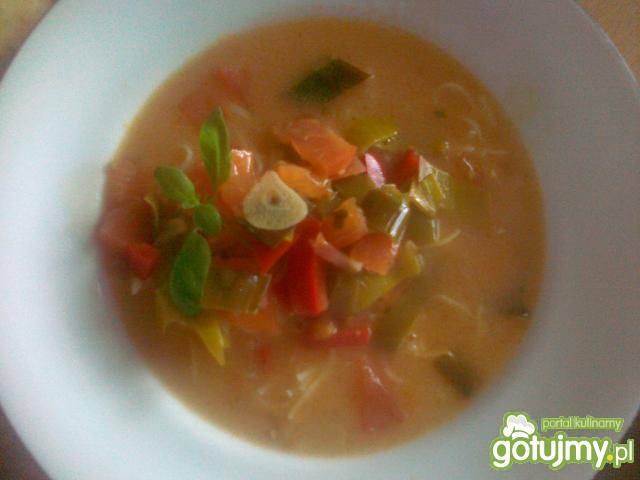 Zupa porowa z papryką i pomidorami Zupa porowa z papryką i pomidorami