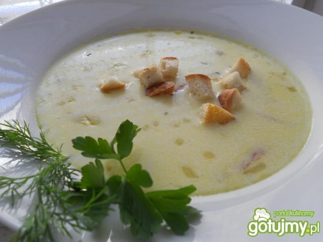 Zupa serowa z grzankami. Zupa serowa z grzankami.