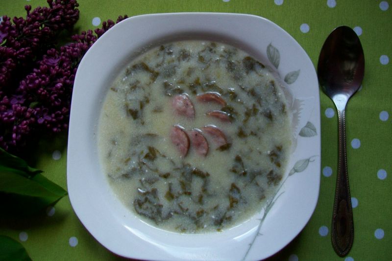 Zupa szczawiowo-pokrzywowa z kiełbasą
