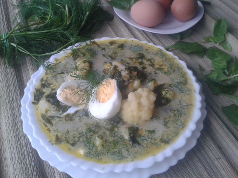 Zupa szpinakiem ,koperkiem i kalafiorem Zupa szpinakiem ,koperkiem i kalafiorem