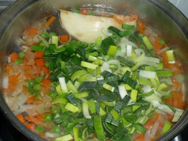 Zupa warzywna z makaronem i płatkami owsianymi