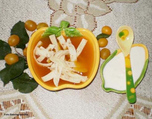 Zupa z mirabelek z makaronem naleśnikowy Zupa z mirabelek z makaronem naleśnikowy