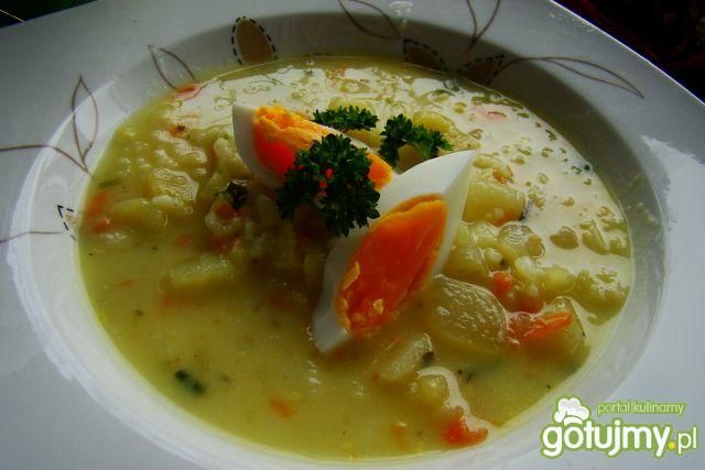 Zupa z młodej kalarepy i ryżu  Zupa z młodej kalarepy i ryżu