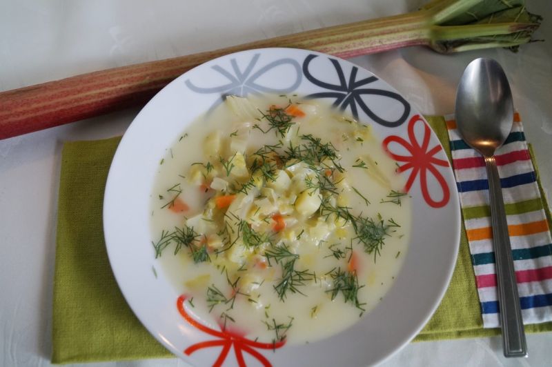 Zupa z młodej kapusty z rabarbarem Zupa z młodej kapusty z rabarbarem