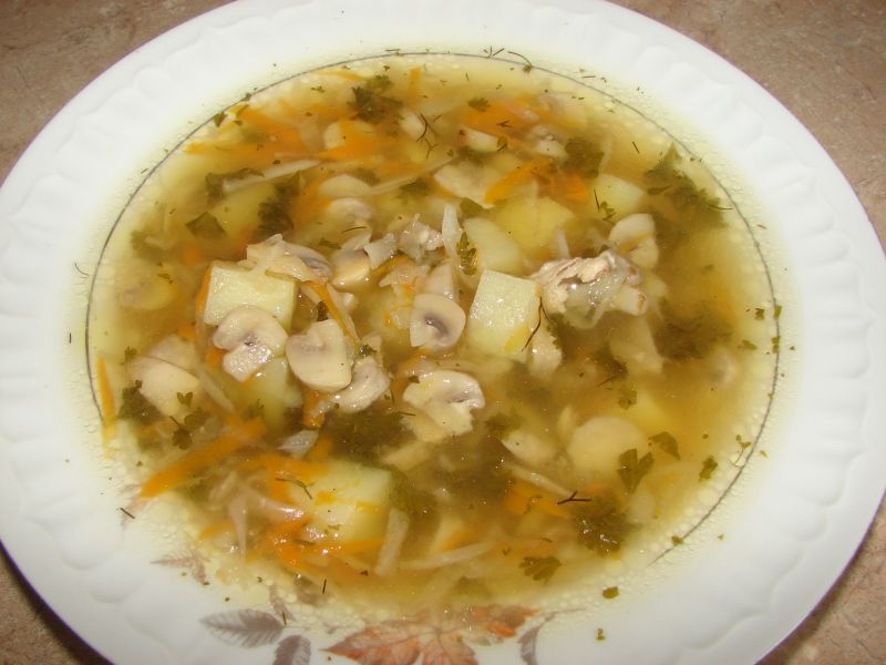 Zupa z pieczarkami i warzywami Zupa z pieczarkami i warzywami