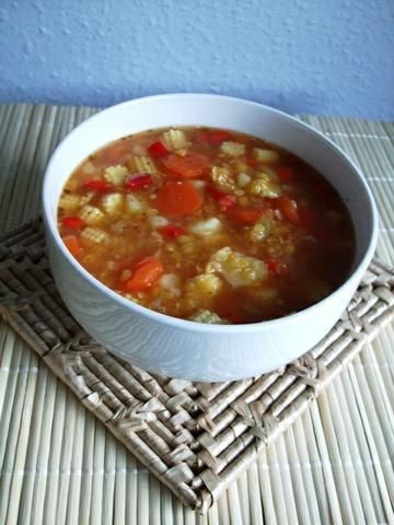 Zupa z soczewica i babycorn