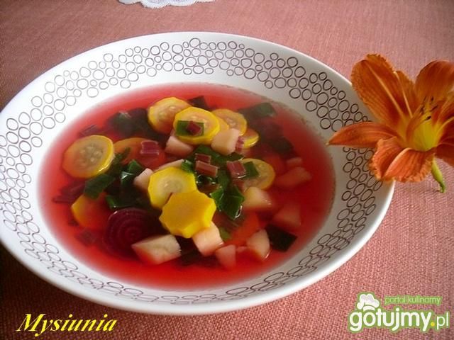 Zupa z żółtej cukinii i buraczków