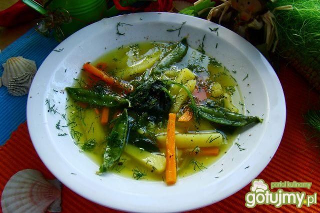 Zupka z groszkiem cukrowym i szpinakiem 