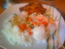 Schab z ryżem i warzywami 