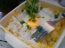 Zapiekanka z ryżu sera i jajka 