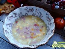 Zupa chrzanowa z jajkiem i kiełbasą 