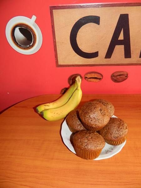 Bananowo - kakaowe muffinki 