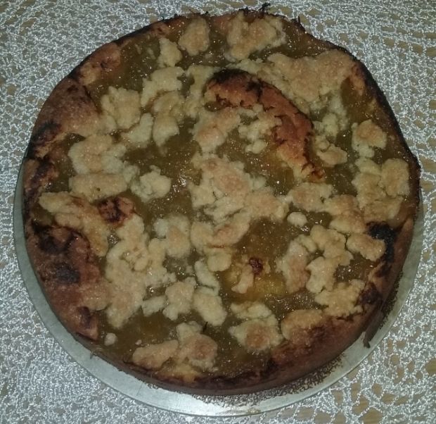 Ciasto biszkoptowo-rabarbarowe z kruszonką