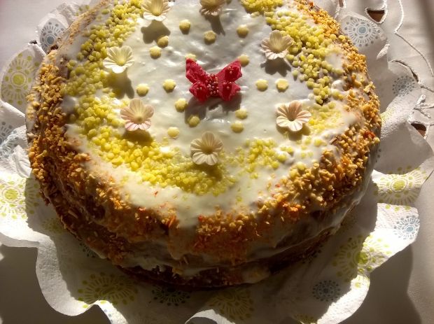 Ciasto dyniowo-marchewkowe z żurawiną i mango
