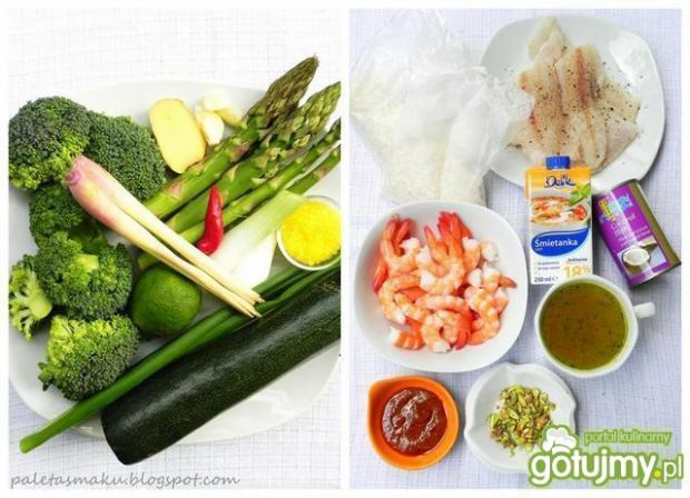 Curry krewetkowe z zielonymi warzywami