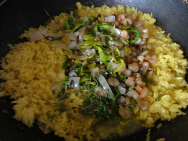 Egzotyczny ryż z krewetkami