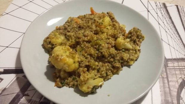 Kaszotto z warzywami i mielonym mięsem
