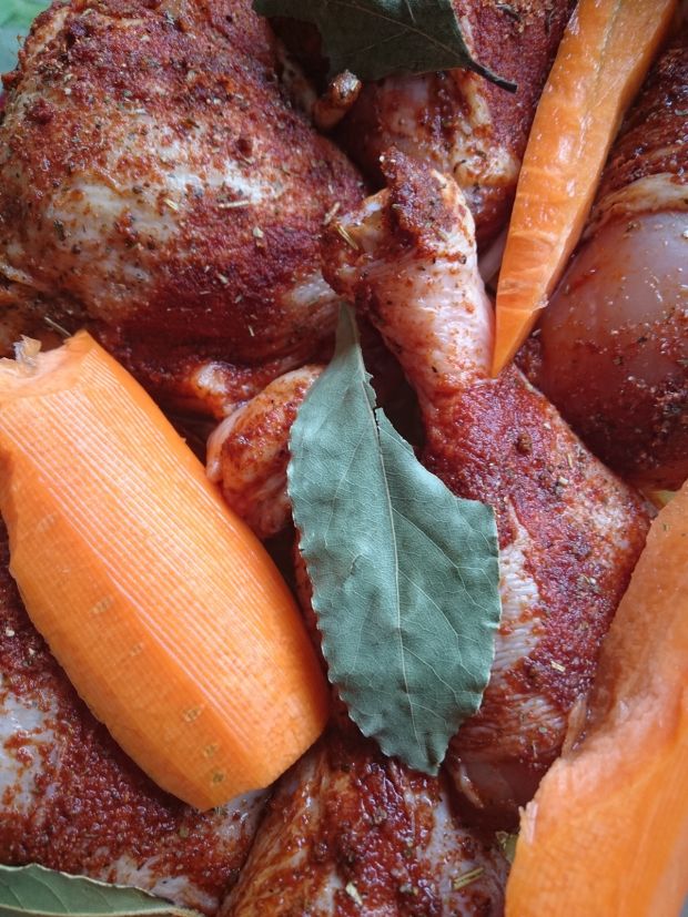 Kurczak paprykowo-ziołowy z cebulą i marchewką