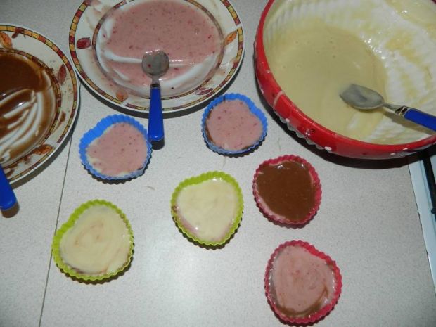 Muffinki w trzech kolorach