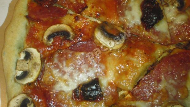 Pizza z grand salami i suszonymi pomidor