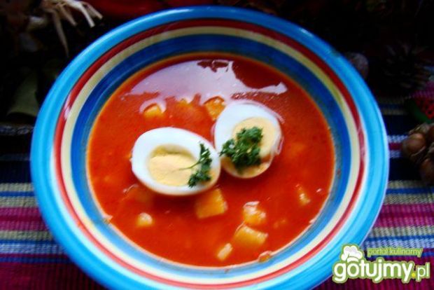 Pomidorowa z ziemniakami i jajkiem 