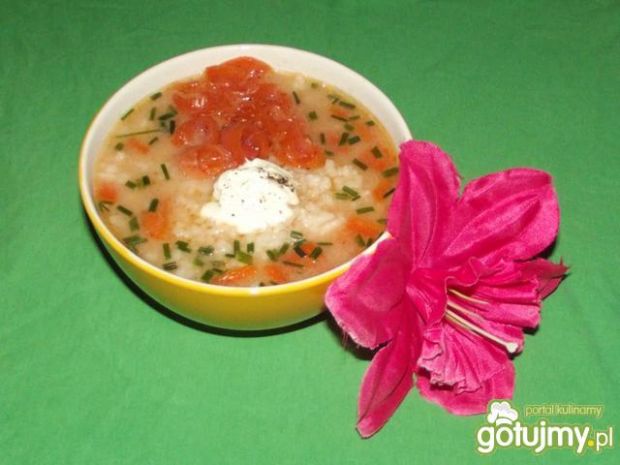 Pomidorowa zupka -trzy rybki- z ryżem