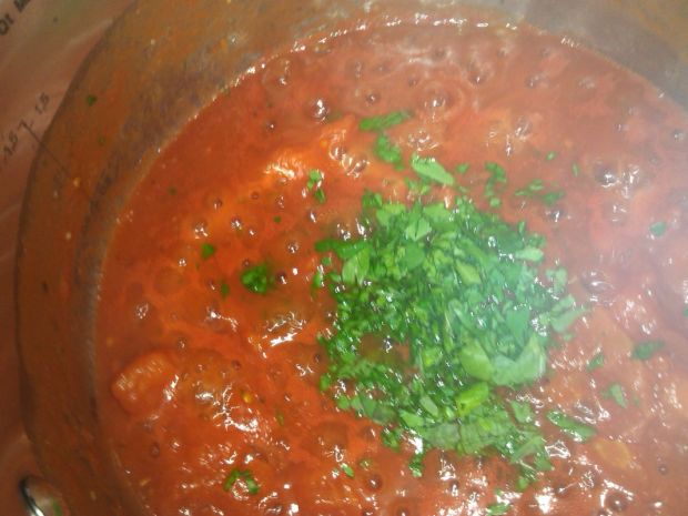 Spaghetti z indykiem w pomidorowym sosie