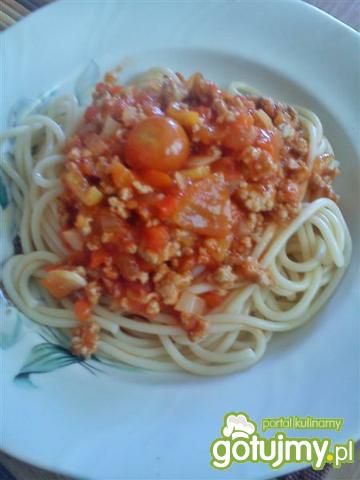 Spaghetti z mięsem i papryką 