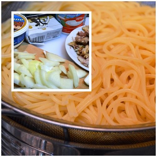 Spaghetti z sosem z wędzoną makrelą 