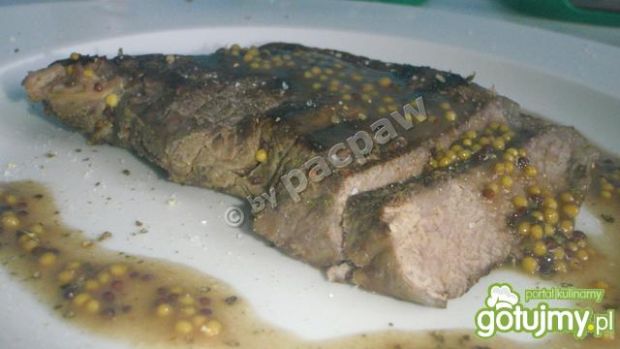 Stek wołowy sosie z musztardy francuskie