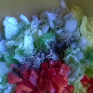 Surówka z zielonej sałaty, papryki i cebuli