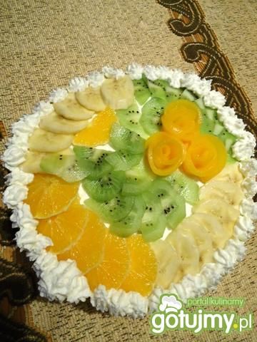 Tort śmietanowy z brzoskwiniami,ananasem