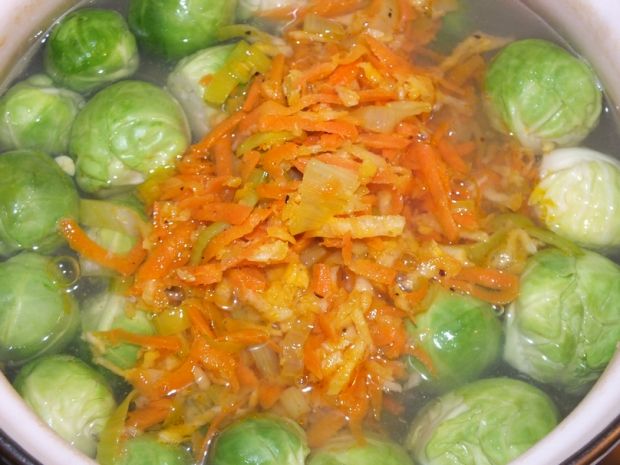 Zupa brukselkowa z tartymi warzywami