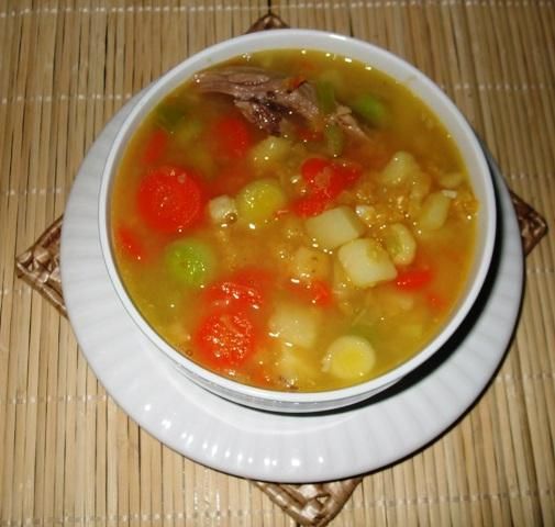 Zupa ziemniaczana z soczewica na indyku